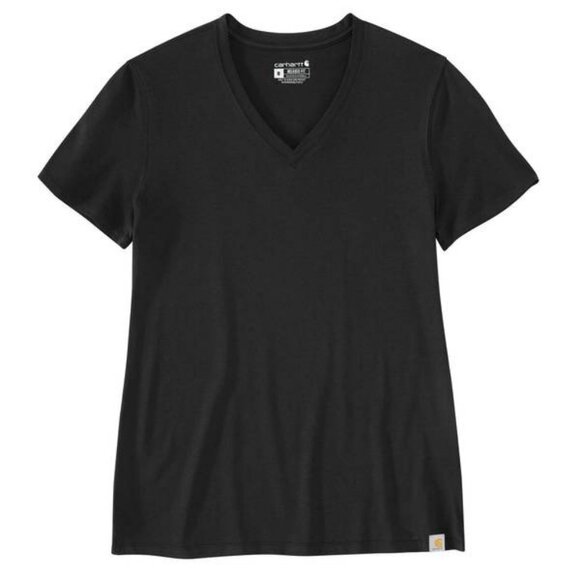 Carhartt Women's Relaxed Fit Ligthweight Short Sleeve V Neck T-Shirt Black TK573 - Picture 1 of 3